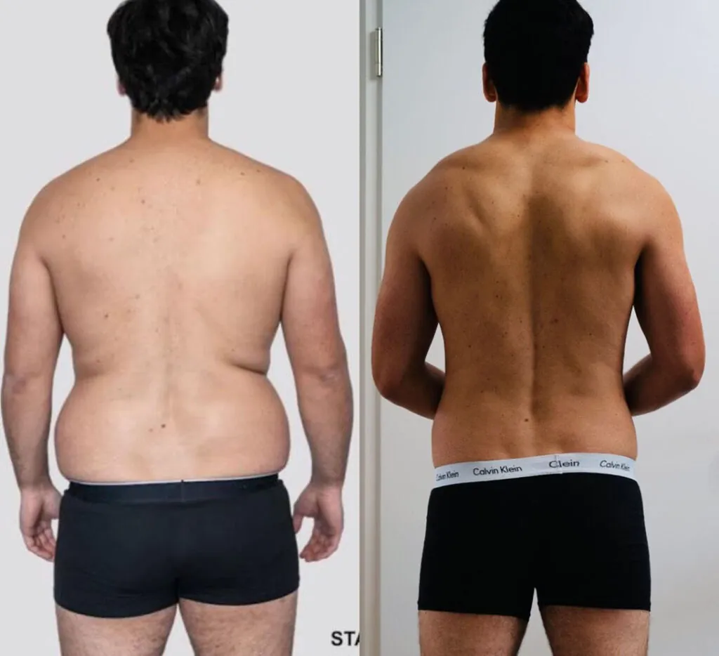 Tugays Transformation in der Rückenansicht